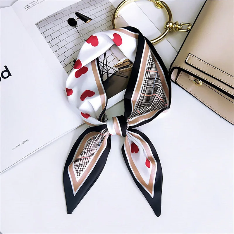 

New Hot Bag Scarf Geometric Print Women Silk Head Band Small Skinny Ribbon Female Headband Fashion Head Neck Tie Long Scarves