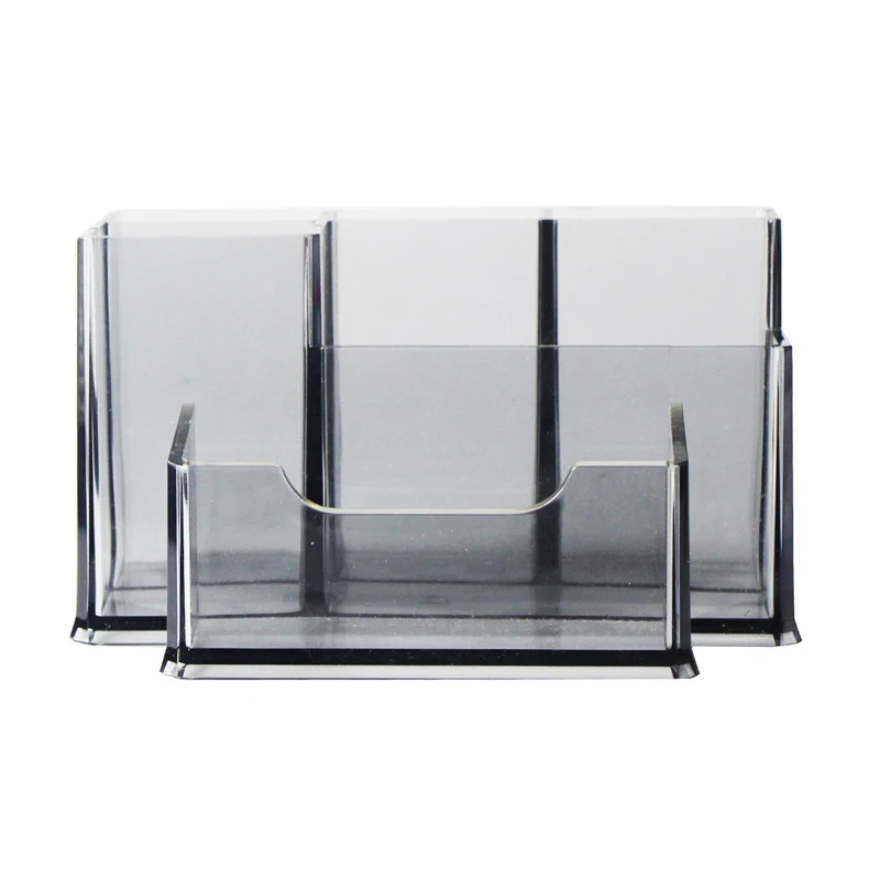 

Transparent Acrylic Pen Holder Business Card Case Desk Accessorie Stationery Display Box Pen Pot Storage Products Office Supplie