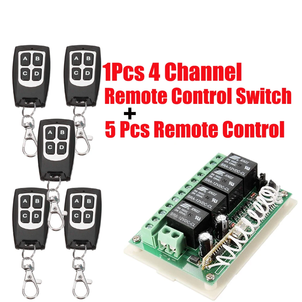 Беспроводной дистанционного Управление RF переключатель 433 МГц DC 12V 4CH 4 канала Беспроводной дистанционного Управление реле Модуль приемника передатчика