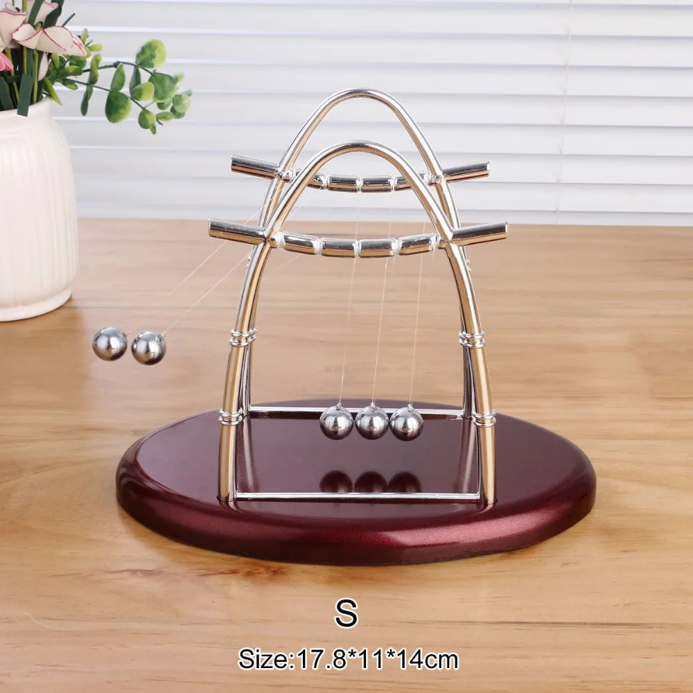  Characteristic Newtons Cradle Hot sale Newton Pendulum Red plastic base Steel ball Kids Educational