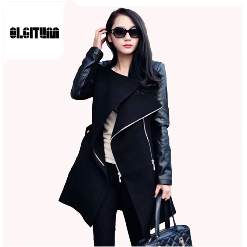 2016 Winter Fall Fashion font b women b font coat Patchwork font b Womens b font