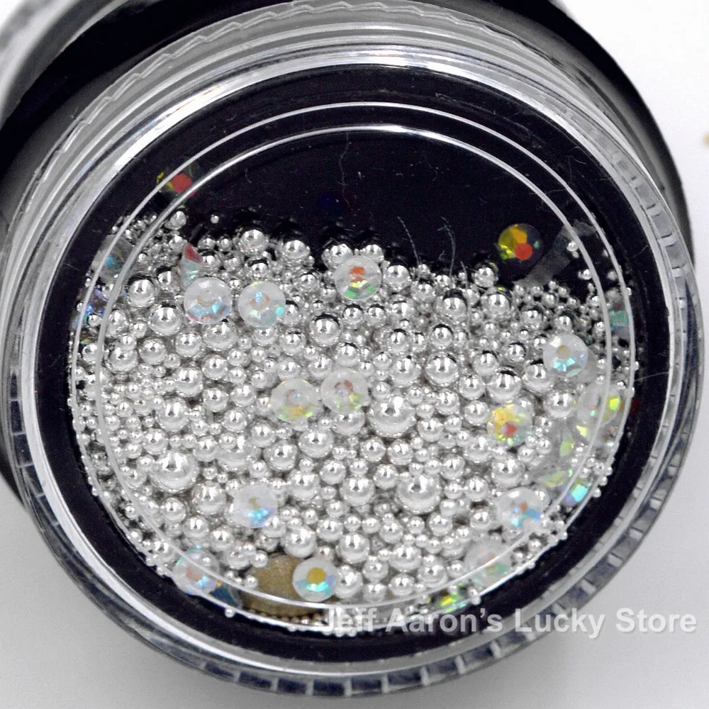 

1 Jar mixed sizes micro 3D metal nail art decoration rhinestones caviar beads bullion gold bar line manicure nails accessoires