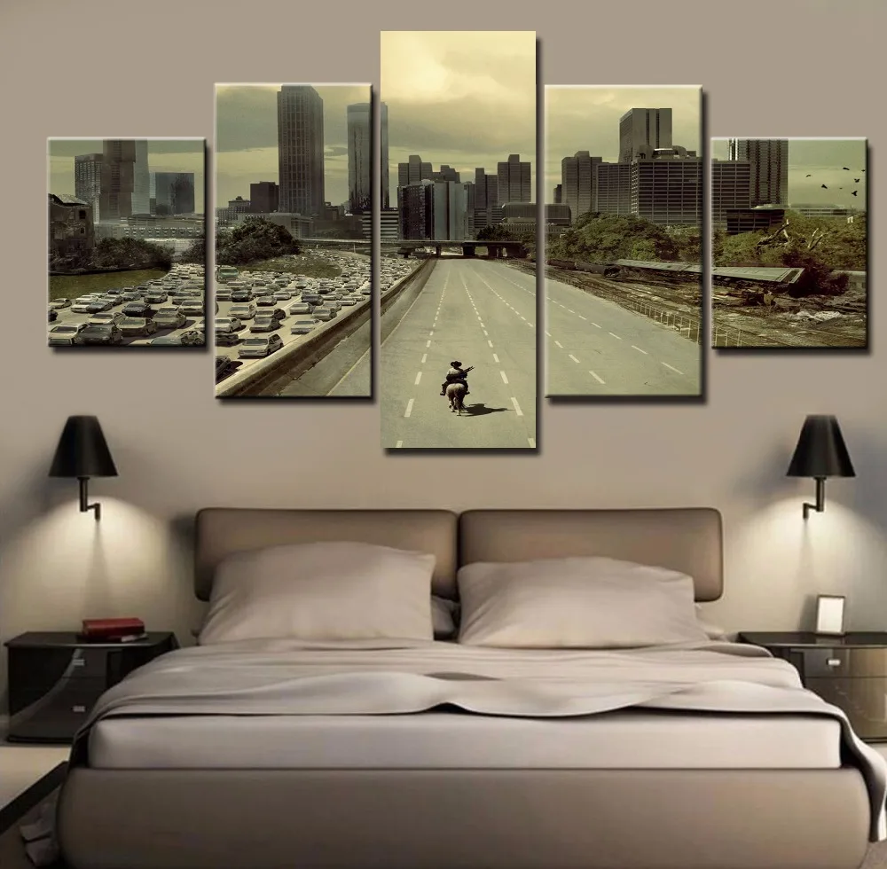 

Tableau Wall Artwork HD Printed Pictures Canvas 5 Panel City Road Dusk Landscape Modern Paintings Modular Posters Home Decor