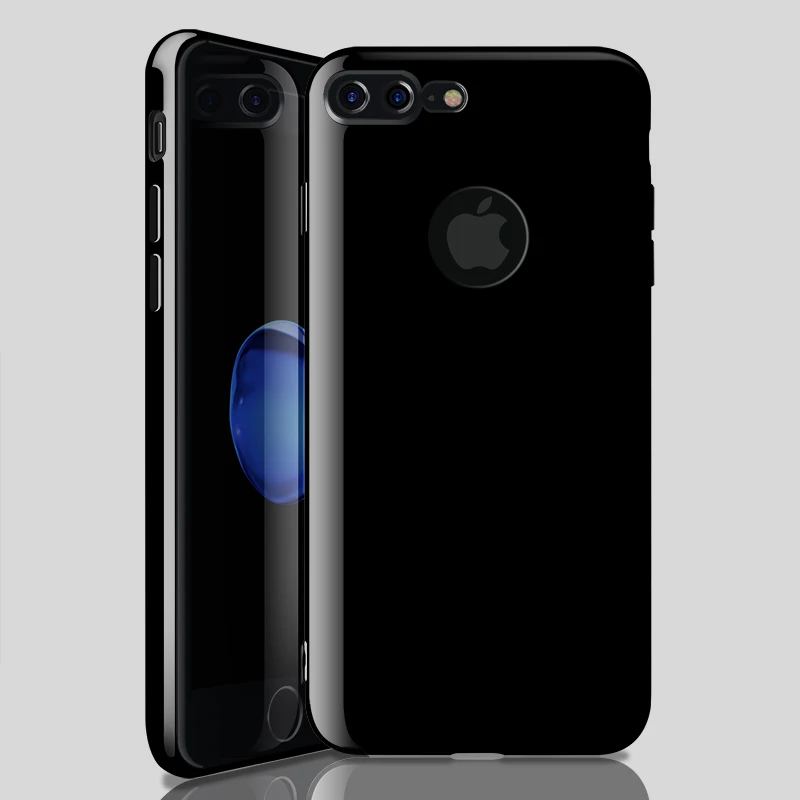 

for iphone 7 plus iphone 6s 6 Case Silicon Thin TPU Soft Case for Apple iphone7 for iphone 8 Logo Back Cover Jet Black 10pcs/lot