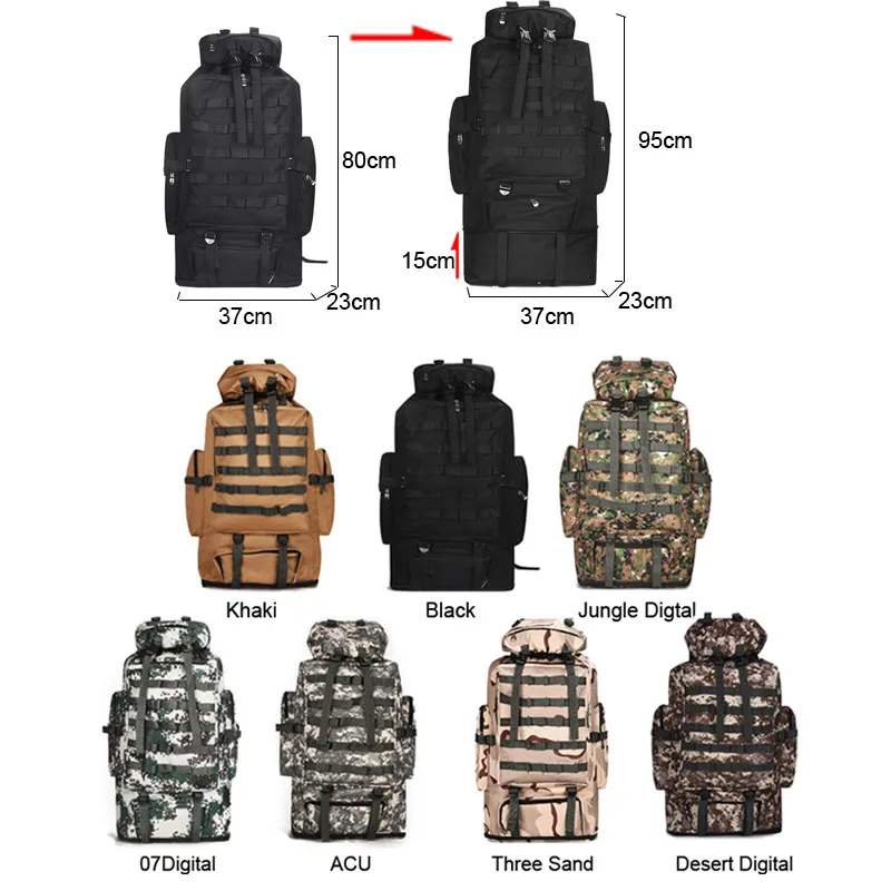  Military Bags Army Tactical Backpack Molle Camping Bag Rucksack Large Travel Backpacks Hiking Sac M