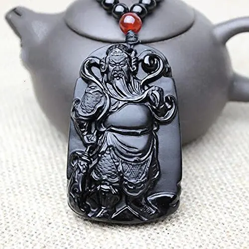 Ювелирные изделия Koraba из натурального обсидиана Guan Yu Warrior Guangong подвеска в виде