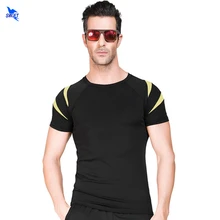 Мужская спортивная рубашка для бега, мужская спортивная футболка, уличные беговые дорожки, тренажерный зал для обучения фитнесу, сухая посадка, спортивная одежда с коротким рукавом