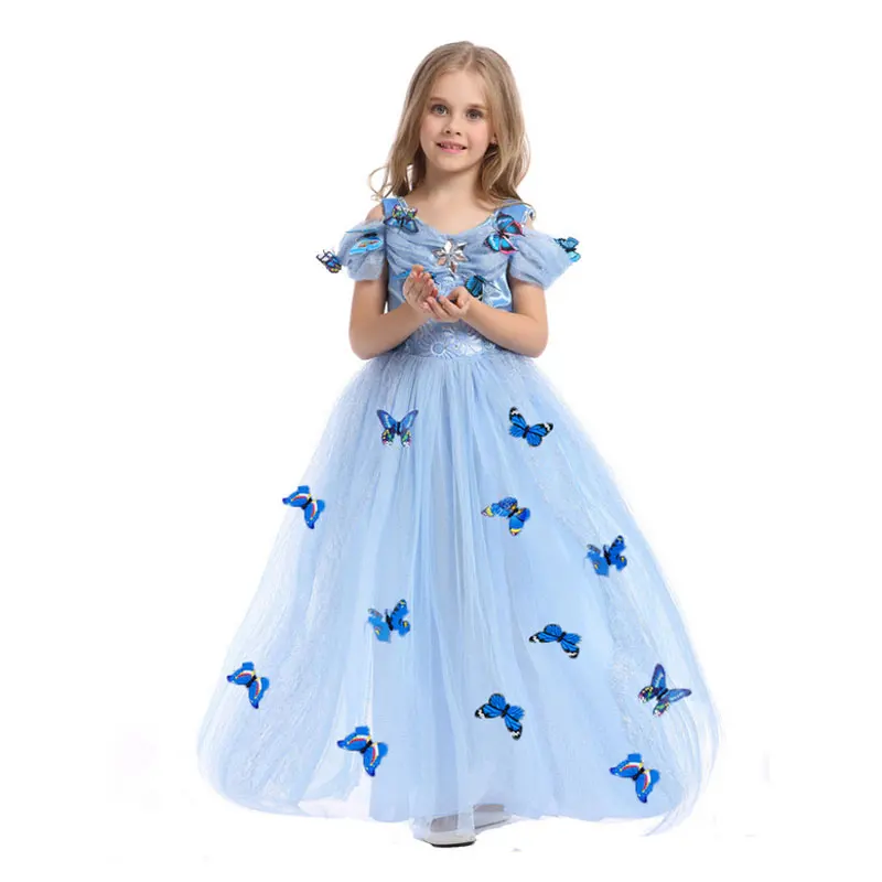 

Girls Party Dresses Ruffle Vintage Vestido Elsa Anna Long Dress Sophia Princess Costume Kids Evening Dresses Girl Maxi Dress