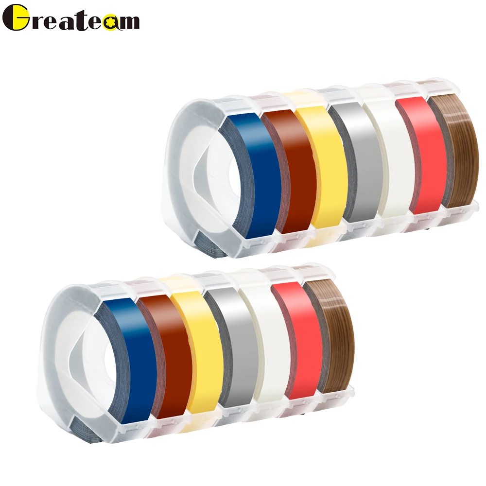 Greateam 10pcs 3D 9mm Mixed Colors DYMO Self Adhesive Vinyl Embossing