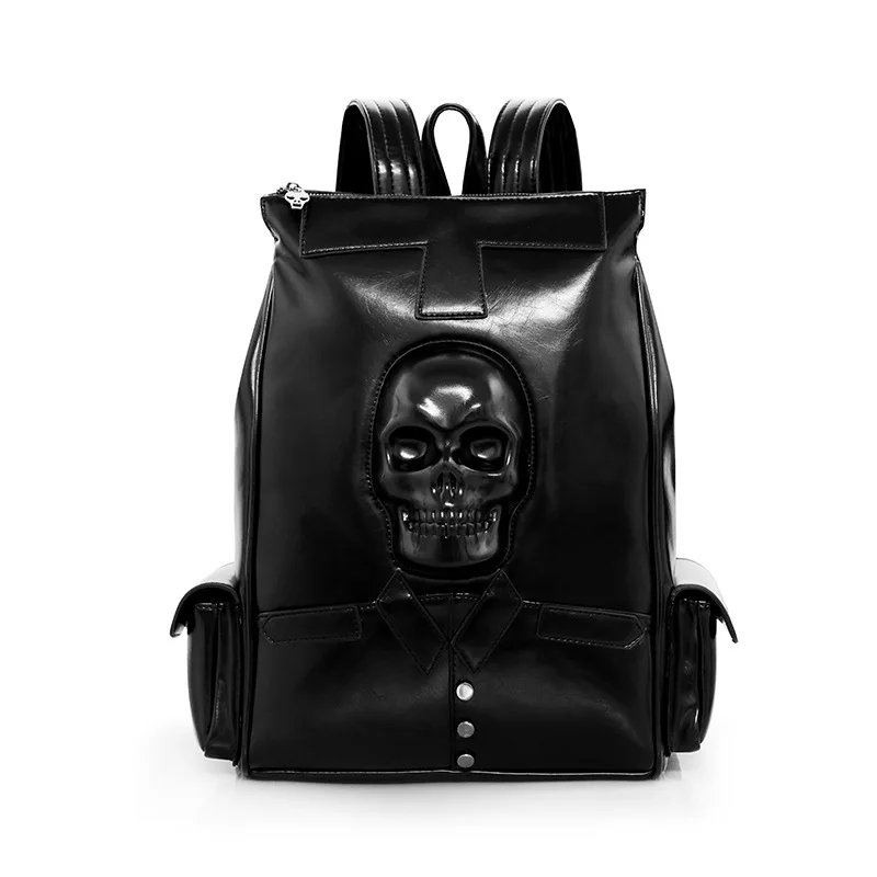 

Fashion 3D Skull PU Leather Backpack Personality Men Women Casual Backpack Large Capacity Laptop School Bag for Teenager Mochila