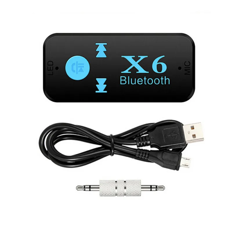 

Wireless Bluetooth X6 Mini 4.1 Aux Audio Receiver Adapter 3.5mm Car Mp3 Music Receiver Support TF Card USB Cable Charging 30NT08