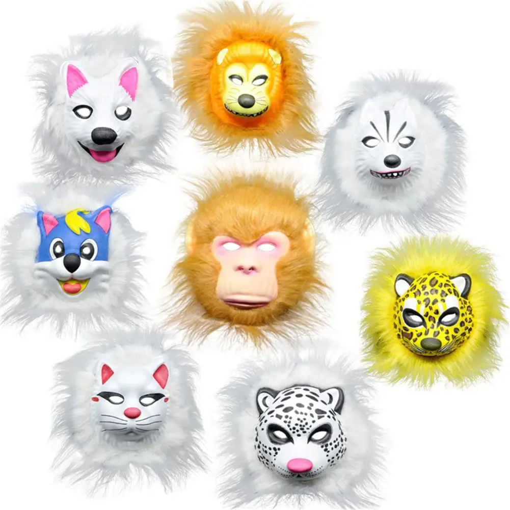 Funny Animal Mask For Kids Cute Fluffy Animal Halloween Masks For Birthday Party Children's