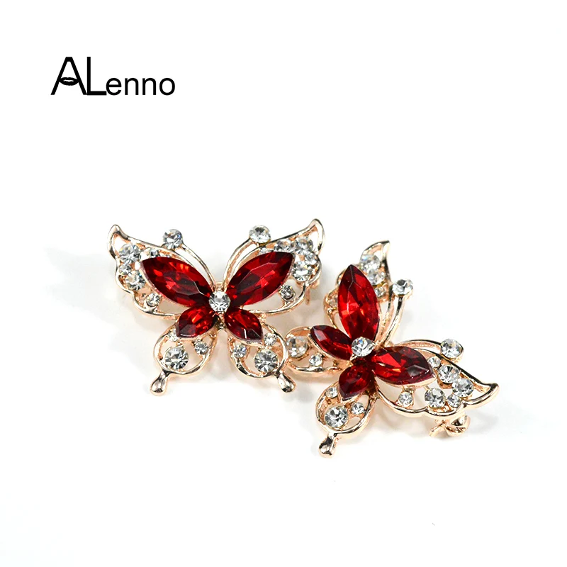 

6 Color Cute Small Asutrain Crystal Butterfly Pins and Brooches For Women Accessories Coat Suit Collar Pins Metal Jewelry Gifts