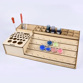 

DIY Wooden Pigment Paint Bottles Rack Organizer Epoxy Tools Storage Model Box