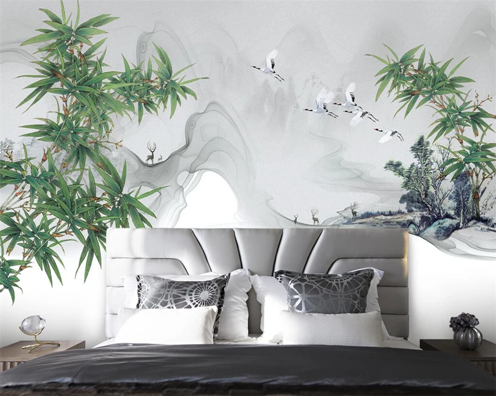 Beibehang Custom wallpaper simple Chinese bamboo mood ink landscape TV backdrop walls living room bedroom murals 3d wallpaper Beibehang Custom wallpaper simple Chinese bamboo mood ink landscape TV backdrop walls living room bedroom murals 3d wallpaper