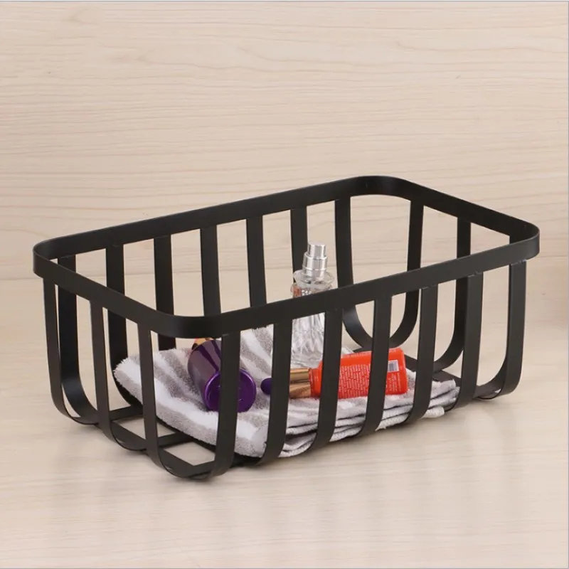 

Wrought Iron Wire Storage Basket Home Desk Metal Organizer Holder Bathroom Kitchen Various Containers Cosmetic Storage Basket