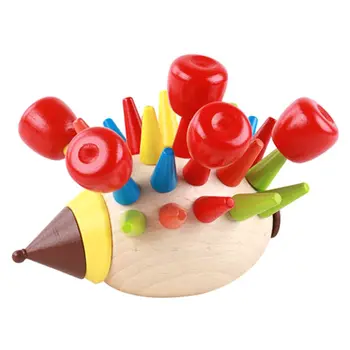 

DIY Magnetic cColorful Hedgehog Knocked Toys Wooden Building Children Early Education Puzzle Kindergarten Teaching Aid