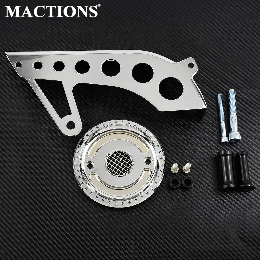 

Chrome Front Pulley Guard+Countershaft Pulley Cover Motorcycle Set For Harley XL883N Sportster Iron 883 2009 2010 2011-2018
