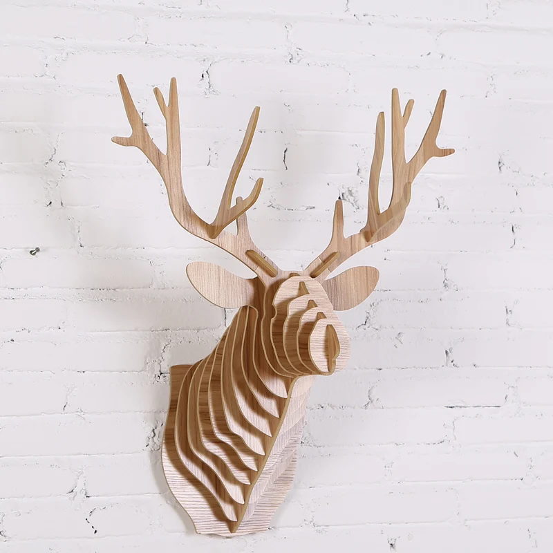1 set 9 Colors 2016 New Wooden Deer Head Wall Hanging Creative Animals