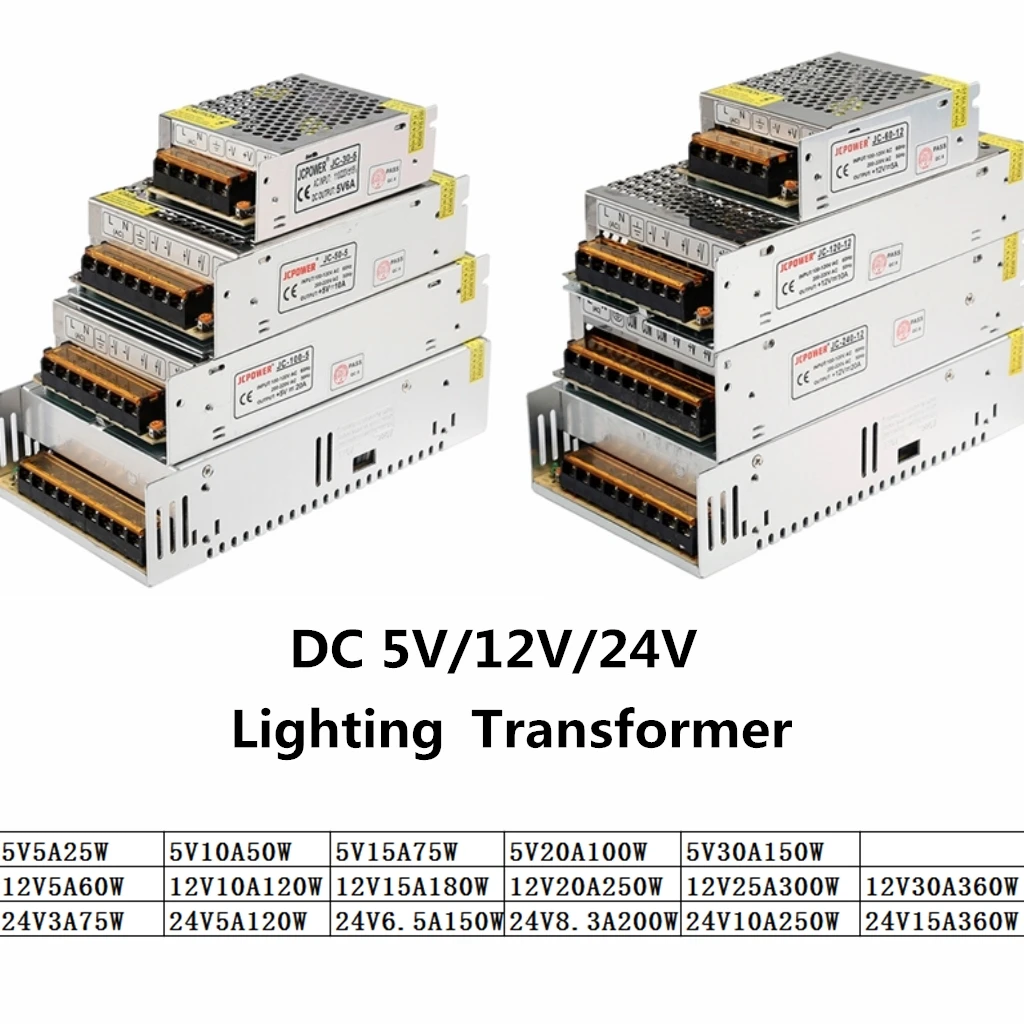 

Lighting Transformers for led strip light Lamp DC 5V 12V 24V 3A 5A 10A 15A 20A 5 12 24 V Volt LED Driver Power Adapter Supply