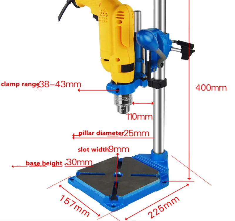 Подставка для электрической дрели, механические вращающиеся инструменты, аксессуары, скамейка, сверлильный пресс, подставка, Чугунное Основание, держатель для дрели