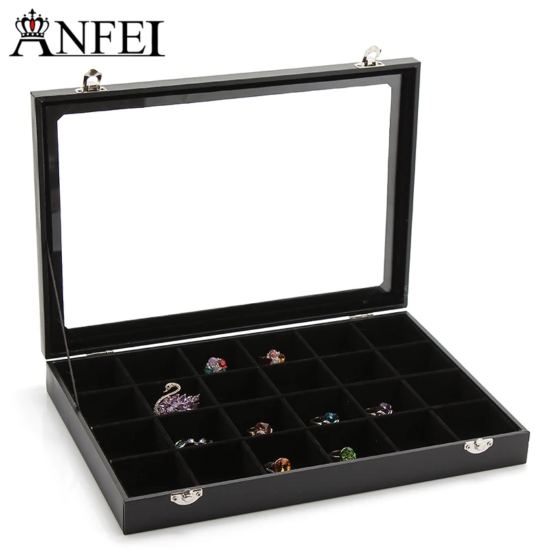 Anfei Earrings Jewelry Box Leather Jewelry Display Box Necklace Storage Casket Organizer For Decorations Jewelry Stand A30