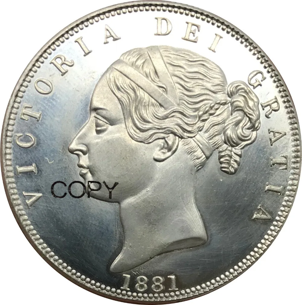 

1881 Great Britain 1/2 Crown Victoria 1st portrait 2nd type Cupronickel Plated Silver Copy Coins