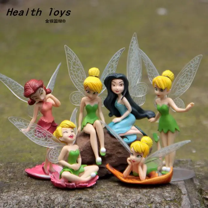 

6pcs Christmas Kids Gift Tinkerbell Dolls Flying Flower Fairy Children Animation Action Figures Toys Girls Dolls Baby Toy