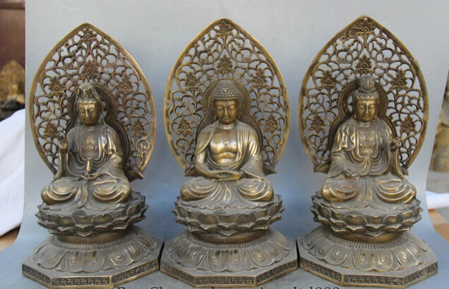 

dr524 14" Tibet Buddhism Copper Shakyamuni Buddha Kwan-yin Guan Yin Goddess Statue