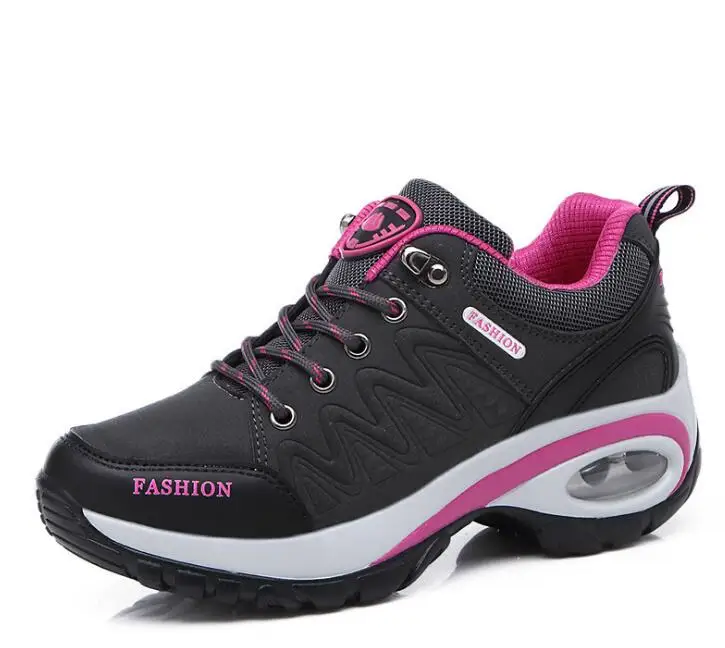 Akexiya; женская обувь для пешего туризма с воздушной амортизацией; водонепроницаемая кожаная спортивная обувь; обувь для альпинизма и рыбалки; женская прогулочная обувь - Цвет: 103-Dark Gray