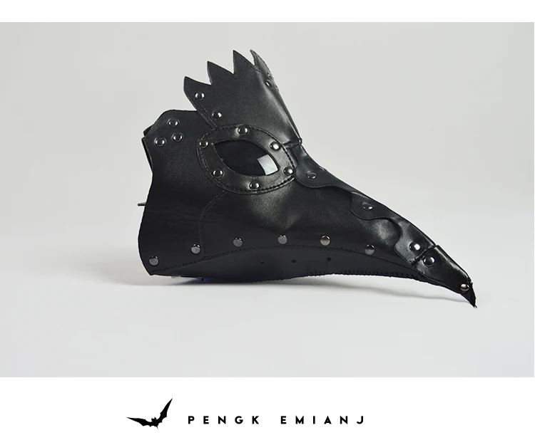 plague doctor mask Beak Doctor Mask Long Nose Cosplay Fancy Mask rivet Gothic Retro Rock Leather Halloween beak Mask (7)