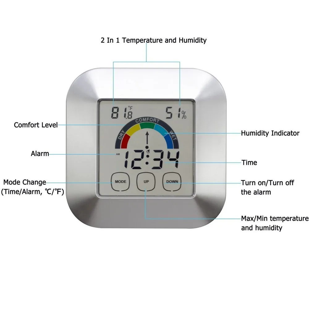 Детский домашний термометр, монитор влажности, сенсорный экран, подсветка, таймер, цифровой дисплей, незаменимый для детской комнаты x#, Прямая поставка