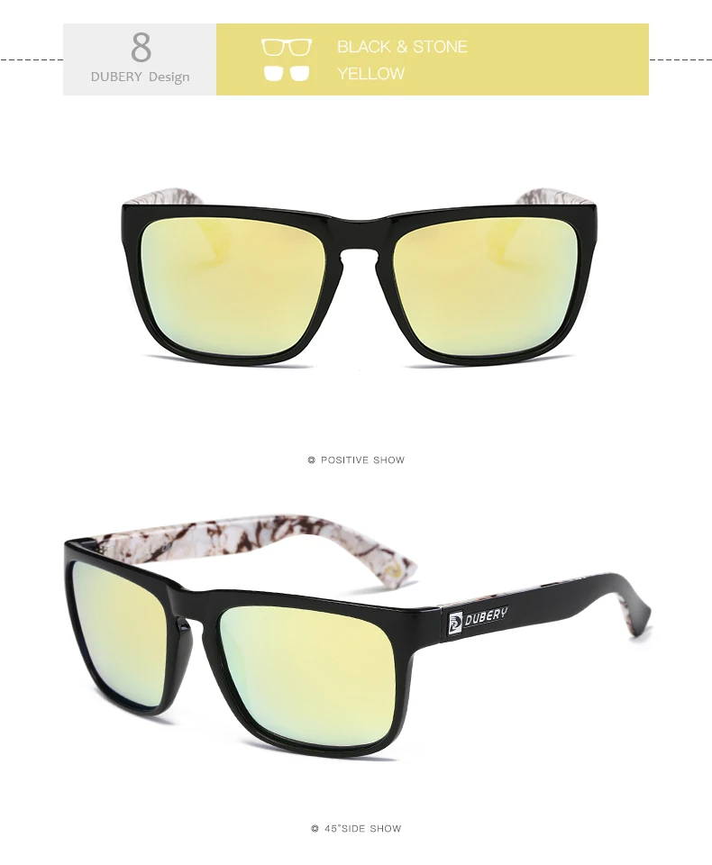 DUBERY квадратное зеркало поляризованных солнцезащитных очков Для мужчин Марка Дизайн Мода ретро летние мужские солнцезащитные очки для