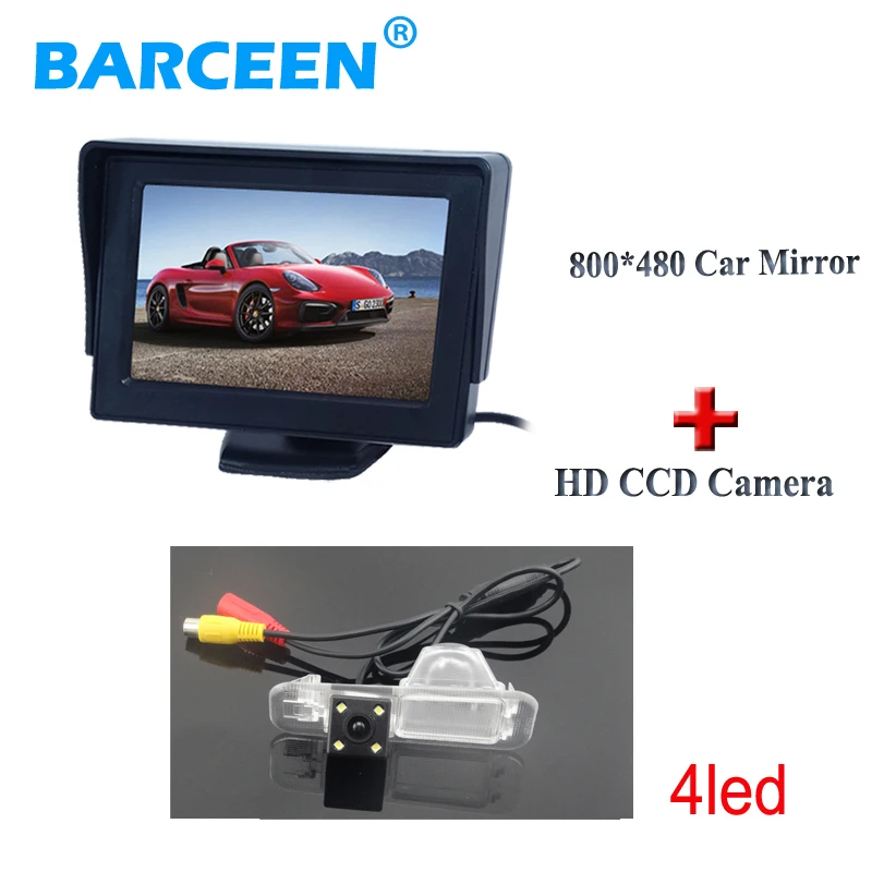 TFT 4.3" LCD car screen monitor wire black plastic shell material +rainproof parking camera 4 led use for Kia K2 Rio sedan | Автомобили