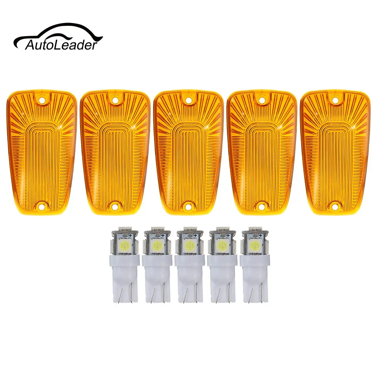 

5Pcs For Chevrolet/GMC Car LED Amber Cover Lamp Bulbs Wedge White Light Roof Marker Lenses T10 5-5050-SMD LED Light