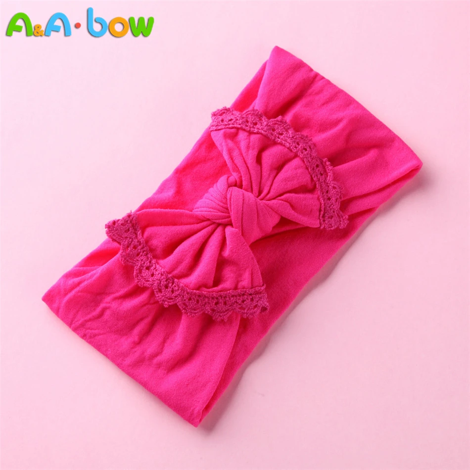 1pcs Lace Trim Cute Baby Girl Headband Wide Edging Bow Headband for Baby Girls Elastic Nylon Headwrap Bowknot Hair Accessories best baby accessories of year