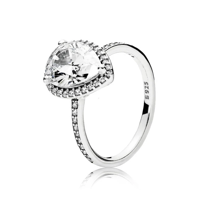 

SIENTO 100% Sterling silver 1:1 Glamour 196251CZ RADIANT LARGE TEARDROP RING Original Women wedding Fashion Jewelry