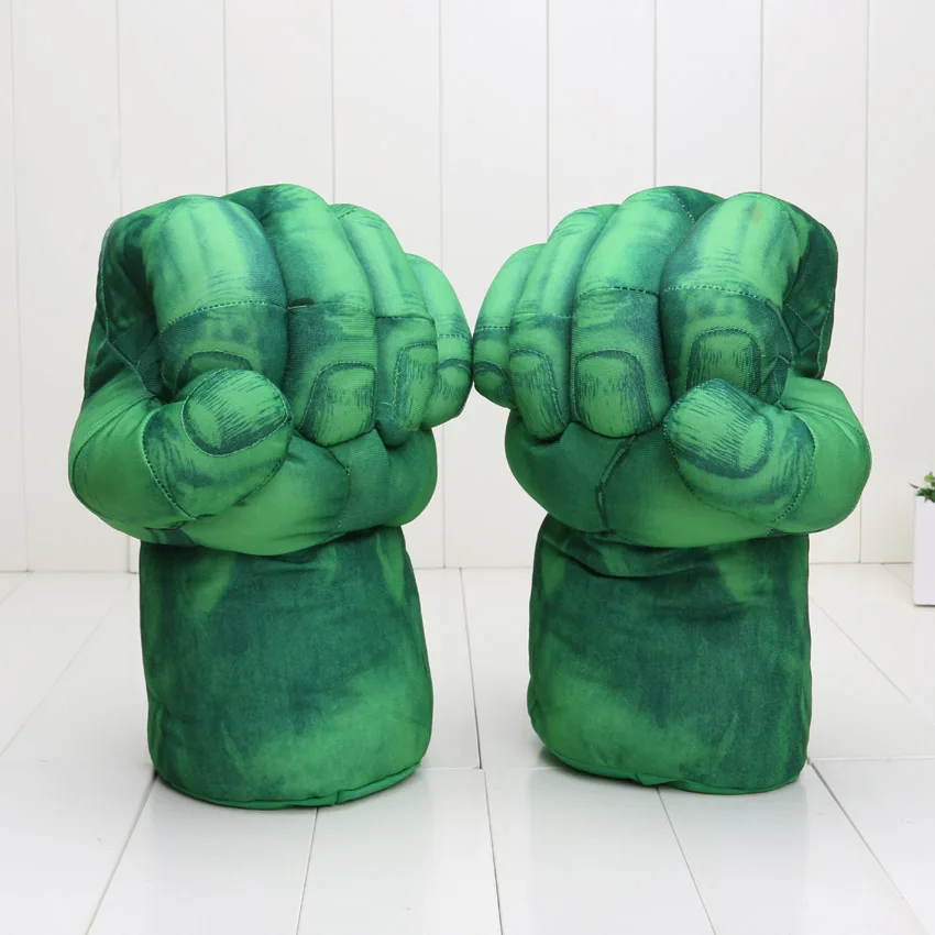 

13'' anime Plush Glove Incredible Hulk Spider Man Smash Hands Plush Gloves Cosplay Performing Props kids plush toys