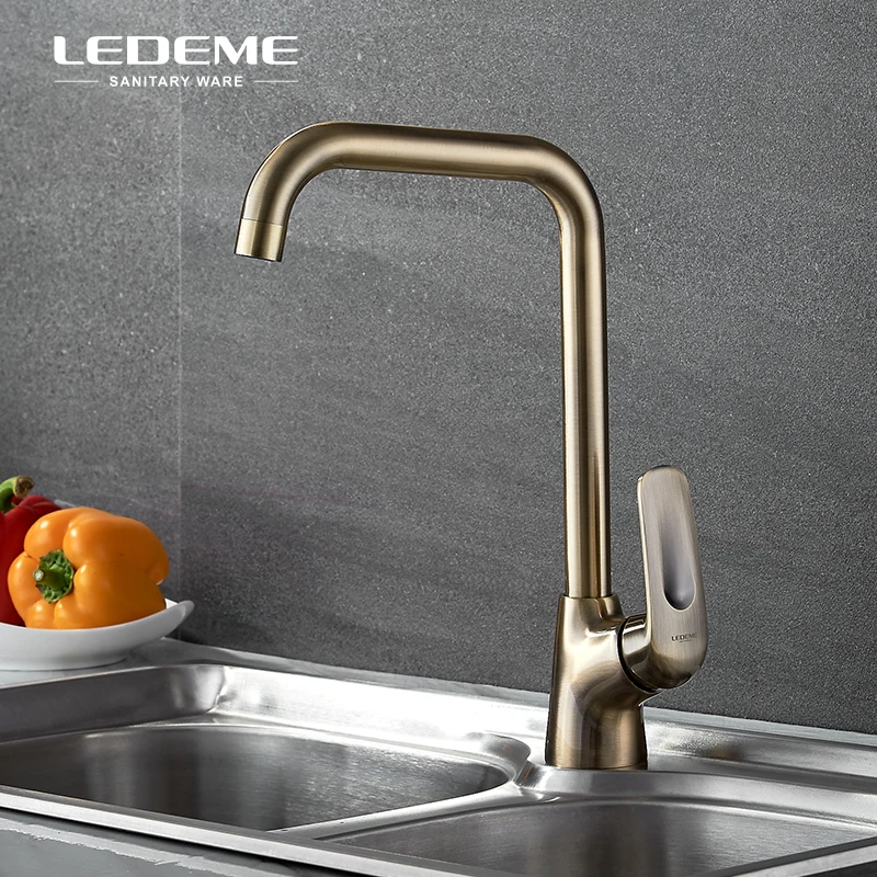 

LEDEME Tall Kitchen Basin Faucet One-Handle Bar Hot and Cold Water Tap Mixer For Kitchen Bathroom Bronze L4048C