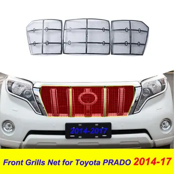 

For 2014 2016 2017 Toyota Land Cruiser Prado 2016 FJ 150 Black Front Insect Mesh Front Grille 3Pcs Stainless Steel Grills Net