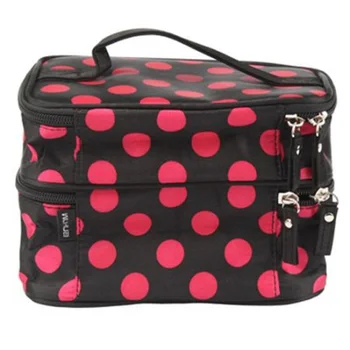 

Unique Dots Pattern Double Layer Cosmetic Bag Black