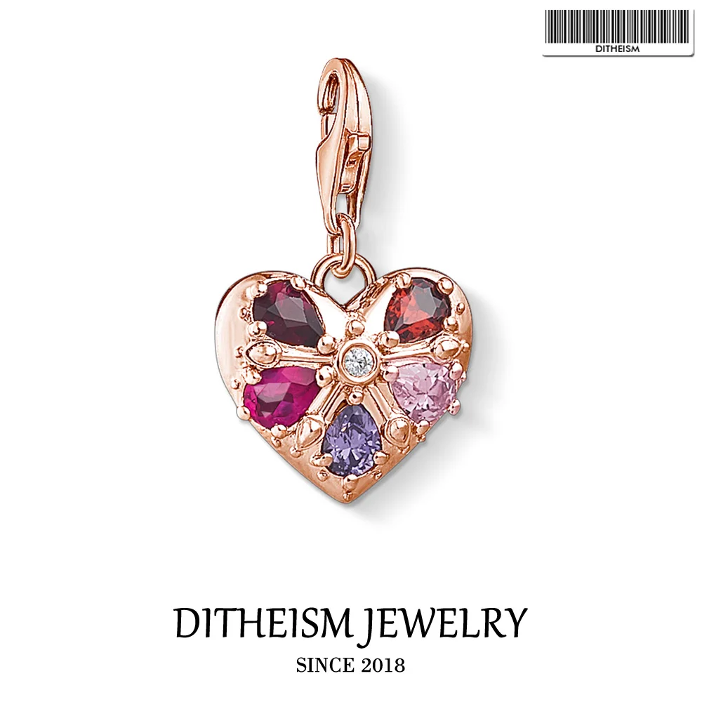 

Royalty Heart Charms Pendant,2019 Brand Fashion Jewelry 925 Sterling Silver Bohemia Gift For Women Girls Fit Bracelet Necklace