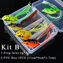 TOMA 5pcs Frog Fishing Lures Kit 6g 15g Snakehead Lure Topwater Floating Frog Baits with Box