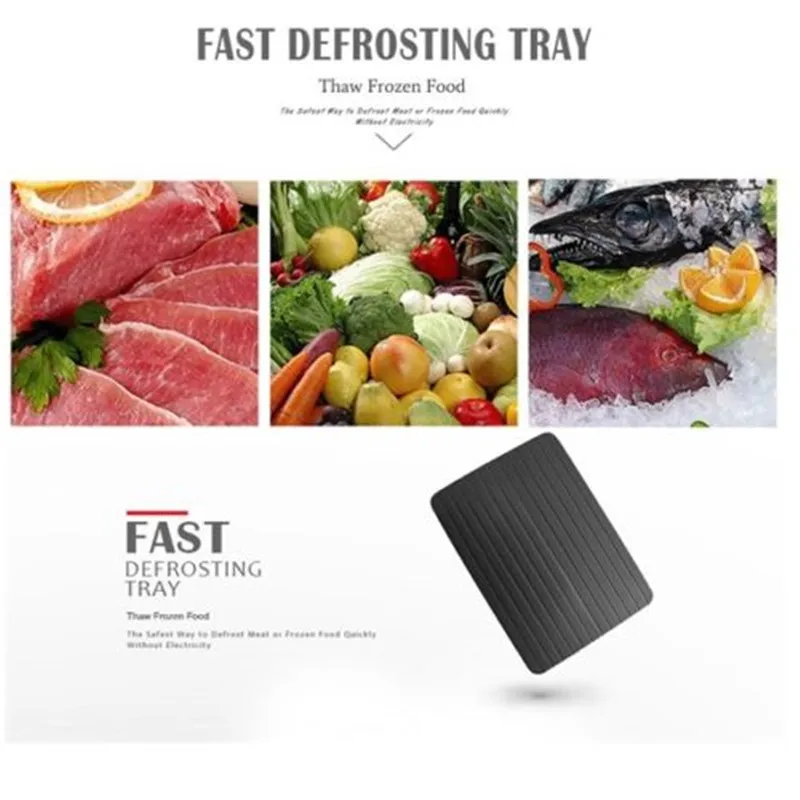 Home Kitchen accessories Aluminum Quick Fast Thawing Defrosting Tray Meat Food Defrost Thaw Plate Board Mats Table Accessories