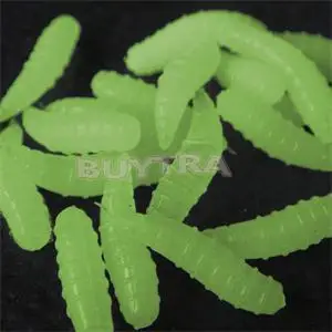 

50Pcs New Sale 1.6cm Creamy Soft Plastic Fishing Lures Maggots Grubs Soft Baits Worms Baits Noctilucent Luminous Night Glow