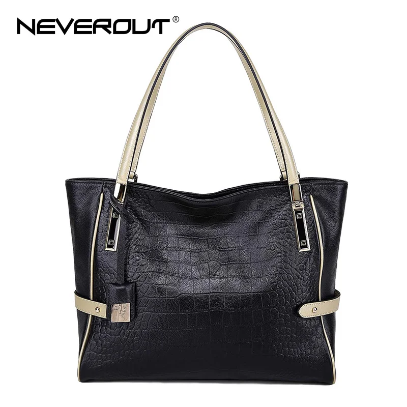 NEVEROUT 2018 Genuine Leather Handbags Pattern Classic Casual Totes Women Black Color Elegant Style Women Handbag Soft Totes NEVEROUT 2018 Genuine Leather Handbags Pattern Classic Casual Totes Women Black Color Elegant Style Women Handbag Soft Totes