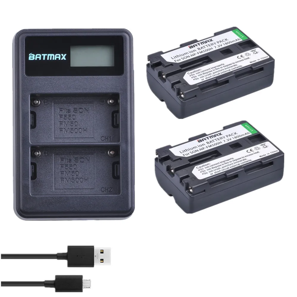 Batmax 2 шт. NP-FM500H NPFM500H NP FM500H Камера Батарея + ЖК-дисплей Dual USB Зарядное устройство для sony A57 A65 A77 A99 a350 A550 A580 A900 Камера s