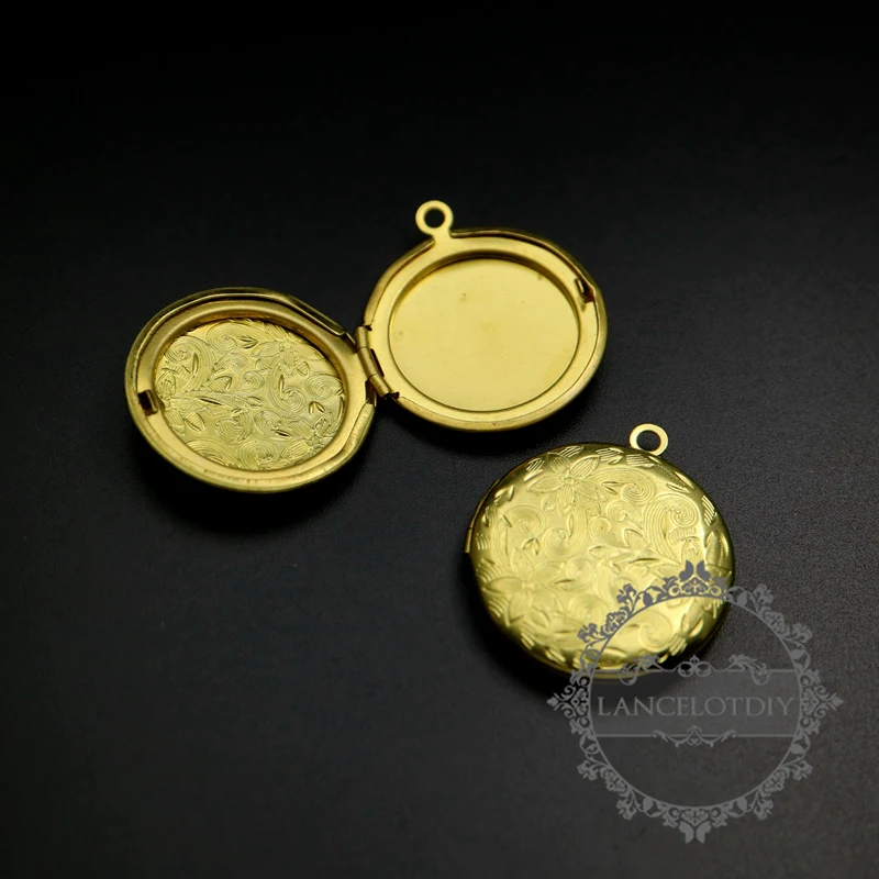 27 мм розовое золото, сырая латунь, золото, бронза, старина серебро латунь цветок выгравированы круглый кулон с фото Шарм 1111074