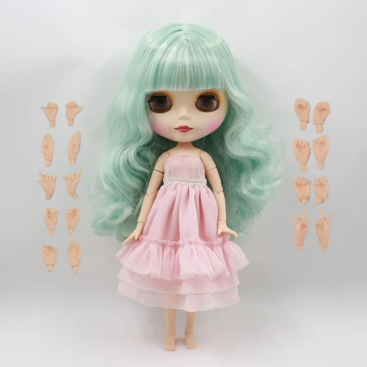 

Free shipping Nude Doll For Series No.230BL4006136 Joint Doll Green hair With Bangs Suitable For DIY Change BJD Toy For Girls