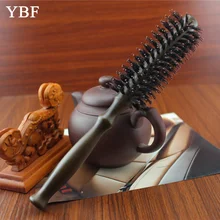 Natural Mane Bristles Wooden handle Roll Hair Brushes professional Antibacterial Heat -resistant round brush antistatic comb